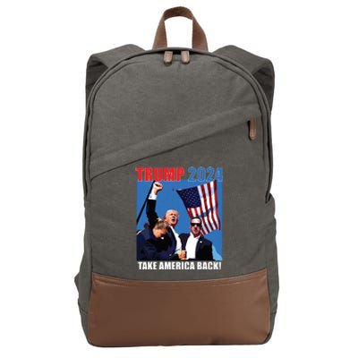 Donald Trump 2024 Take America Back American Flag Patriotic Cotton Canvas Backpack