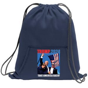 Donald Trump 2024 Take America Back American Flag Patriotic Sweatshirt Cinch Pack Bag