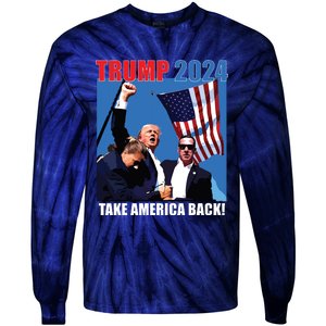 Donald Trump 2024 Take America Back American Flag Patriotic Tie-Dye Long Sleeve Shirt