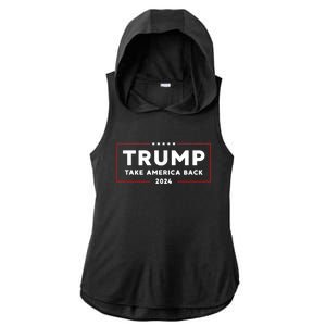 Donald Trump 2024 Take America Back USA United States Ladies PosiCharge Tri-Blend Wicking Draft Hoodie Tank