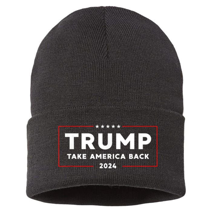 Donald Trump 2024 Take America Back USA United States Sustainable Knit Beanie