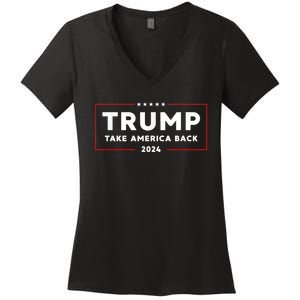 Donald Trump 2024 Take America Back USA United States Women's V-Neck T-Shirt