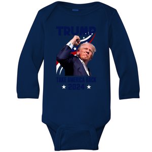 Donald Trump 2024 Survived Shot At Election Baby Long Sleeve Bodysuit