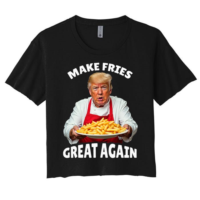 Donald Trump 2024 French Fry Make French Fries Great Again Women's Crop Top Tee