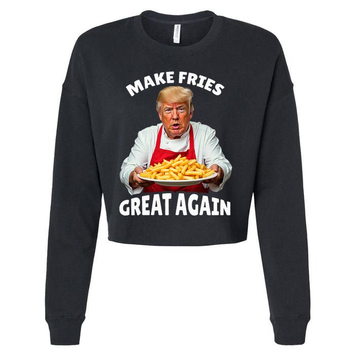 Donald Trump 2024 French Fry Make French Fries Great Again Cropped Pullover Crew