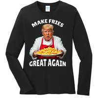 Donald Trump 2024 French Fry Make French Fries Great Again Ladies Long Sleeve Shirt