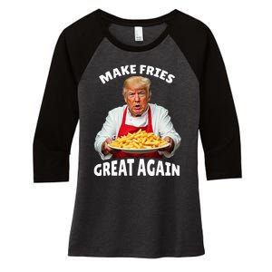 Donald Trump 2024 French Fry Make French Fries Great Again Women's Tri-Blend 3/4-Sleeve Raglan Shirt