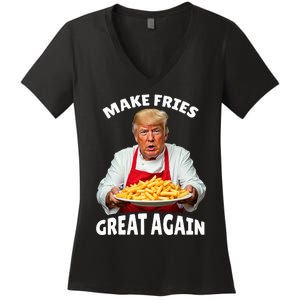 Donald Trump 2024 French Fry Make French Fries Great Again Women's V-Neck T-Shirt