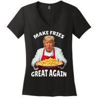 Donald Trump 2024 French Fry Make French Fries Great Again Women's V-Neck T-Shirt