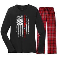 Donald Trump 2024 Take America Back American Flag Patriotic Women's Long Sleeve Flannel Pajama Set 