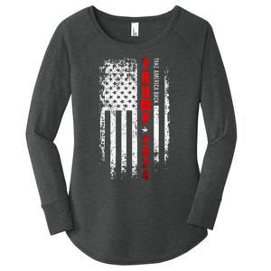 Donald Trump 2024 Take America Back American Flag Patriotic Women's Perfect Tri Tunic Long Sleeve Shirt