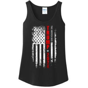 Donald Trump 2024 Take America Back American Flag Patriotic Ladies Essential Tank