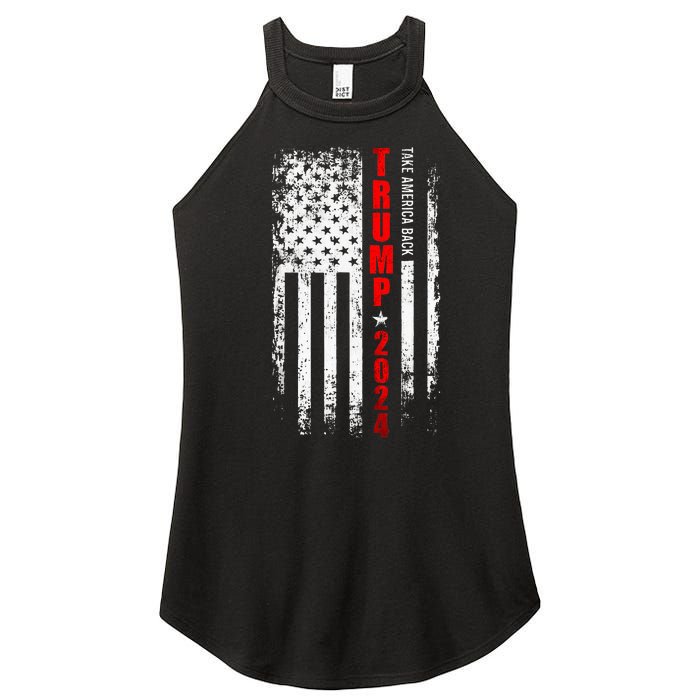 Donald Trump 2024 Take America Back American Flag Patriotic Women's Perfect Tri Rocker Tank