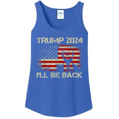 Donald Trump 2024 ILl Be Back American Flag Vintage Funny Gift Ladies Essential Tank