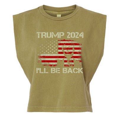 Donald Trump 2024 ILl Be Back American Flag Vintage Funny Gift Garment-Dyed Women's Muscle Tee