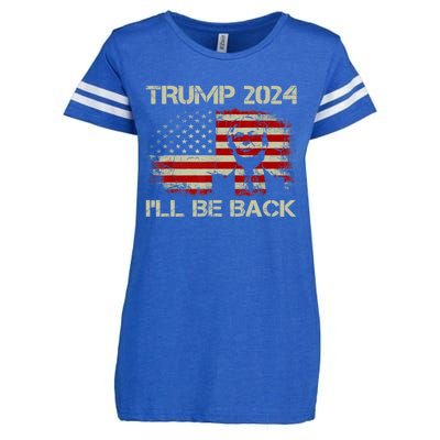 Donald Trump 2024 ILl Be Back American Flag Vintage Funny Gift Enza Ladies Jersey Football T-Shirt