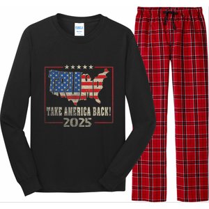 Donald Trump 2025 Take America Back American Flag Patriotic Long Sleeve Pajama Set