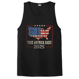 Donald Trump 2025 Take America Back American Flag Patriotic PosiCharge Competitor Tank