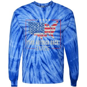 Donald Trump 2025 Take America Back American Flag Patriotic Tie-Dye Long Sleeve Shirt