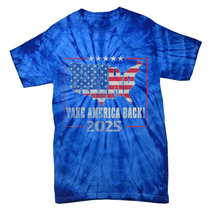 Donald Trump 2025 Take America Back American Flag Patriotic Tie-Dye T-Shirt