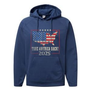 Donald Trump 2025 Take America Back American Flag Patriotic Performance Fleece Hoodie