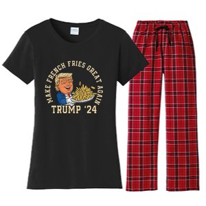 Donald Trump 2024 French Fry Make French Fries Great Again Women's Flannel Pajama Set