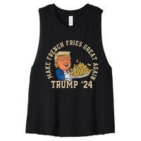 Donald Trump 2024 French Fry Make French Fries Great Again Women's Racerback Cropped Tank