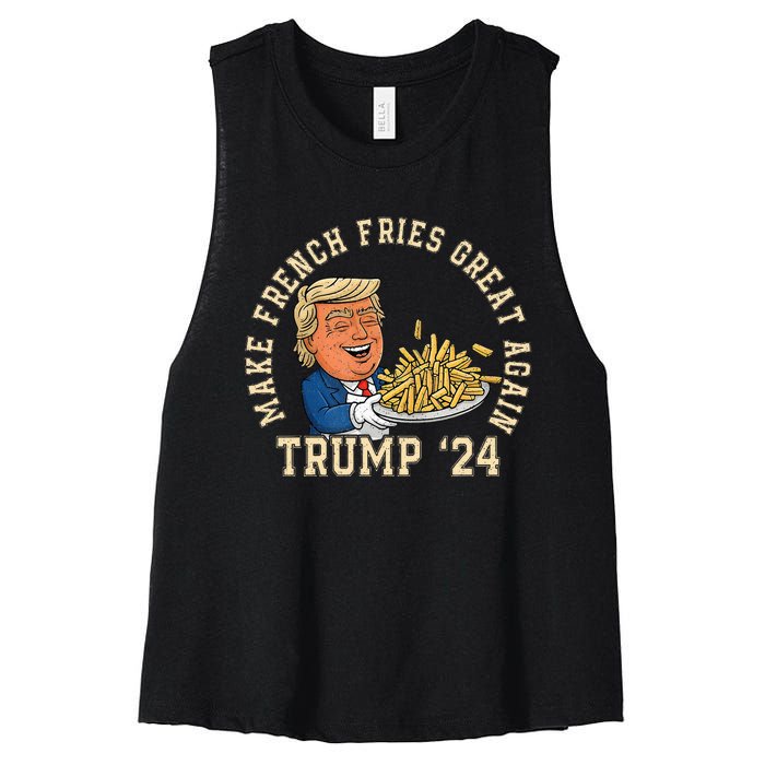 Donald Trump 2024 French Fry Make French Fries Great Again Women's Racerback Cropped Tank