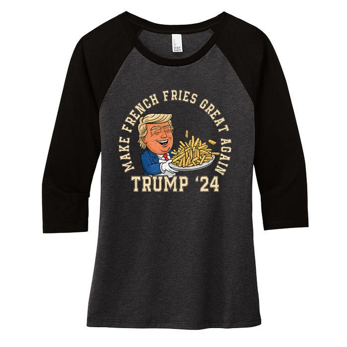 Donald Trump 2024 French Fry Make French Fries Great Again Women's Tri-Blend 3/4-Sleeve Raglan Shirt