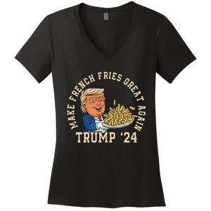 Donald Trump 2024 French Fry Make French Fries Great Again Women's V-Neck T-Shirt