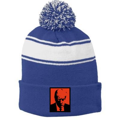 Donald Trump 2024 Mug Shot 4547 Red Gift Stripe Pom Pom Beanie