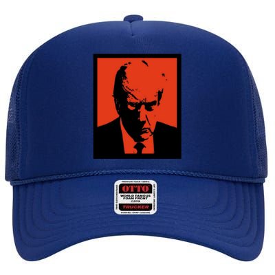 Donald Trump 2024 Mug Shot 4547 Red Gift High Crown Mesh Back Trucker Hat