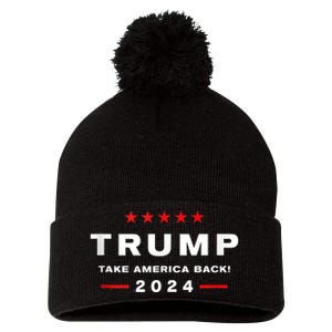 Donald Trump 2024 Take America Back Usa United States Pom Pom 12in Knit Beanie