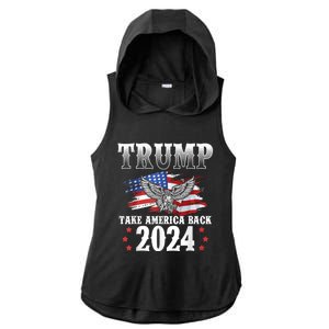 Donald Trump 2024 Take America Back Usa United States Ladies PosiCharge Tri-Blend Wicking Draft Hoodie Tank