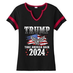 Donald Trump 2024 Take America Back Usa United States Ladies Halftime Notch Neck Tee