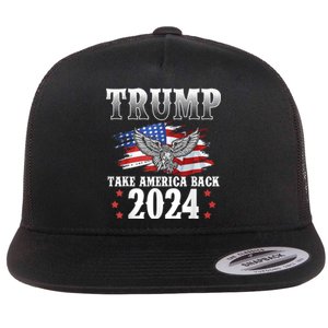 Donald Trump 2024 Take America Back Usa United States Flat Bill Trucker Hat