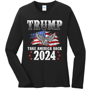 Donald Trump 2024 Take America Back Usa United States Ladies Long Sleeve Shirt