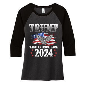 Donald Trump 2024 Take America Back Usa United States Women's Tri-Blend 3/4-Sleeve Raglan Shirt