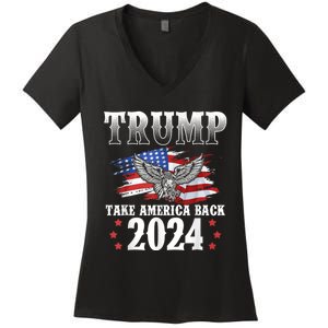 Donald Trump 2024 Take America Back Usa United States Women's V-Neck T-Shirt