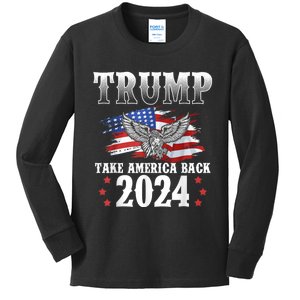 Donald Trump 2024 Take America Back Usa United States Kids Long Sleeve Shirt