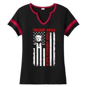 Donald Trump 2024 Take America Back Usa United States Ladies Halftime Notch Neck Tee