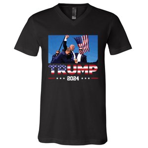 Donald Trump 2024 Survived Shot At Election Rally V-Neck T-Shirt