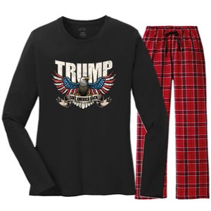 Donald Trump 2024 Take America Back Usa United States Women's Long Sleeve Flannel Pajama Set 