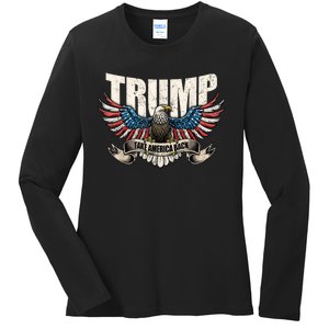 Donald Trump 2024 Take America Back Usa United States Ladies Long Sleeve Shirt