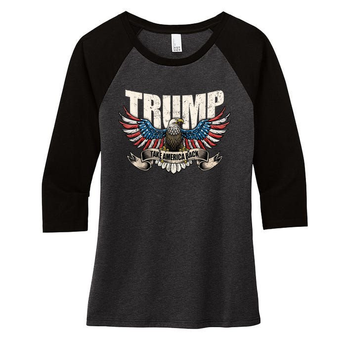 Donald Trump 2024 Take America Back Usa United States Women's Tri-Blend 3/4-Sleeve Raglan Shirt