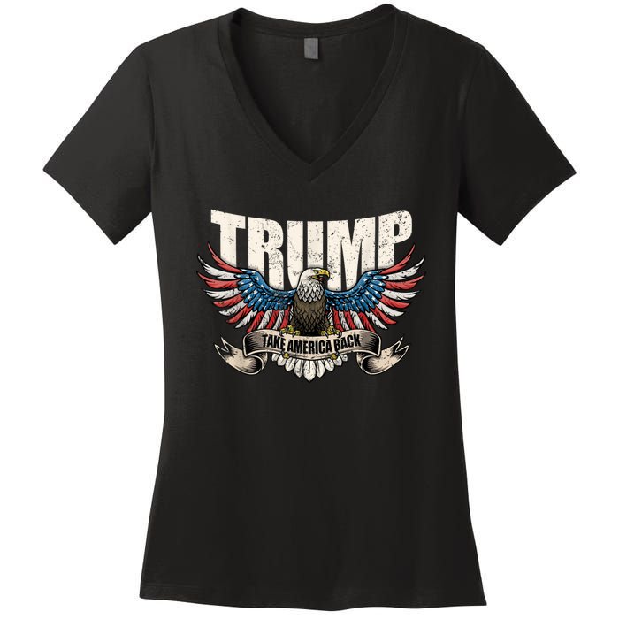 Donald Trump 2024 Take America Back Usa United States Women's V-Neck T-Shirt