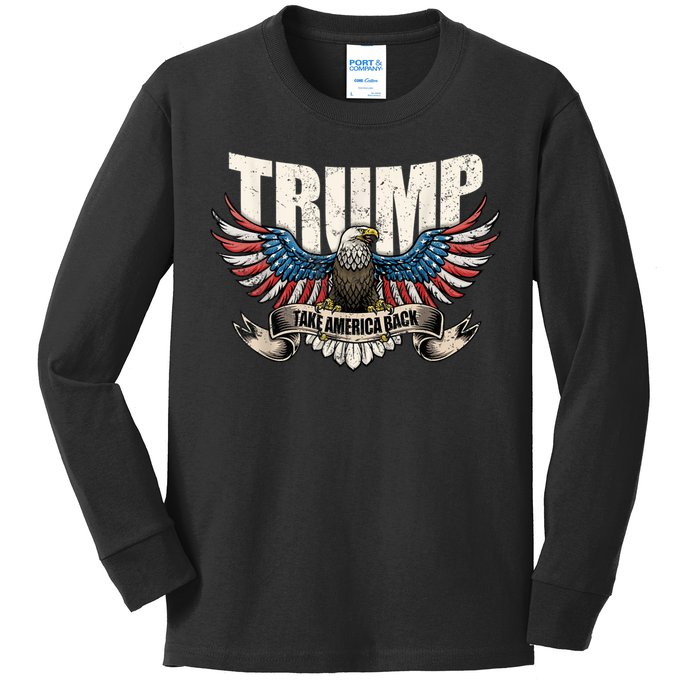 Donald Trump 2024 Take America Back Usa United States Kids Long Sleeve Shirt