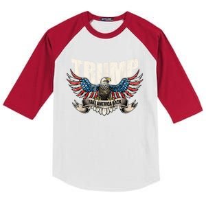 Donald Trump 2024 Take America Back Usa United States Kids Colorblock Raglan Jersey