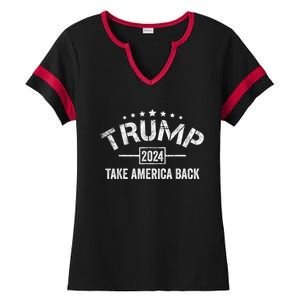 Donald Trump 2024 Take America Back Usa United States Ladies Halftime Notch Neck Tee