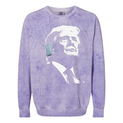 Donald Trump 2024 Ear Bandage Shot At Election Rally America Gift Colorblast Crewneck Sweatshirt